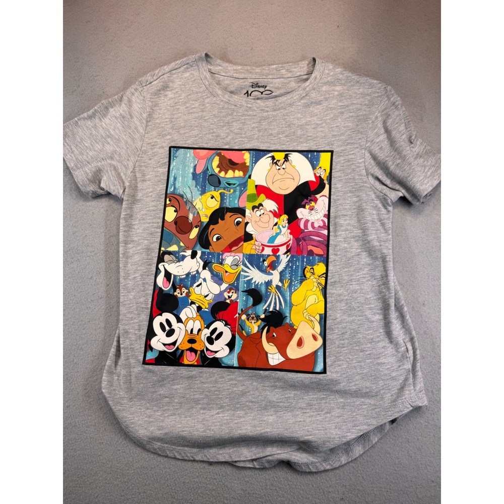 Disney 100 Years of Wonder Graphic T-Shirt Gray Kids Medium 7-9 Mickey Stitch